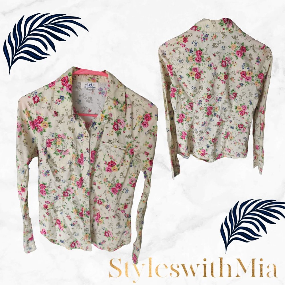 Yellow Floral Snap Button Top